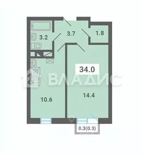 1-к кв. Московская область, Ленинский городской округ, пос. Мещерино ... - Фото 1