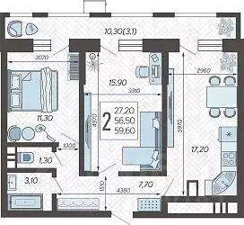 2-к кв. Краснодарский край, Краснодар 9-й километр мкр, ул. ... - Фото 1