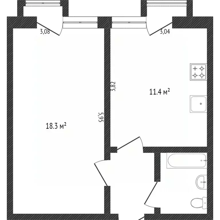 1-к кв. Ханты-Мансийский АО, Сургут ул. Пушкина, 8/1 (35.1 м) - Фото 1