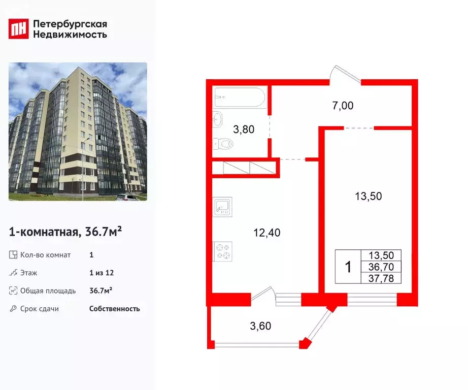 1-комнатная квартира: Аннинское городское поселение, деревня Куттузи, ... - Фото 2