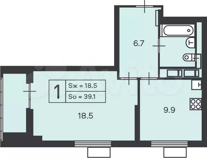 Аукцион: 1-к. квартира, 39,1 м, 15/24 эт. - Фото 0