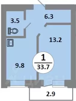 1-к кв. Красноярский край, Красноярск Соколовская ул., 52 (32.8 м) - Фото 0