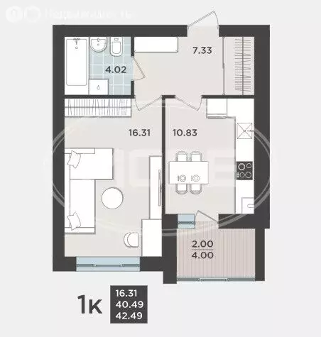 1-комнатная квартира: Калининград, Арсенальная улица, 31к1 (40.5 м) - Фото 0