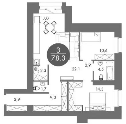 Продаётся 3-к квартира, 78.3 м - Фото 1