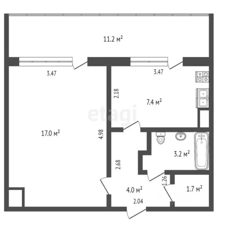1-к кв. Крым, Черноморское пгт ул. Димитрова, 21 (33.3 м) - Фото 2