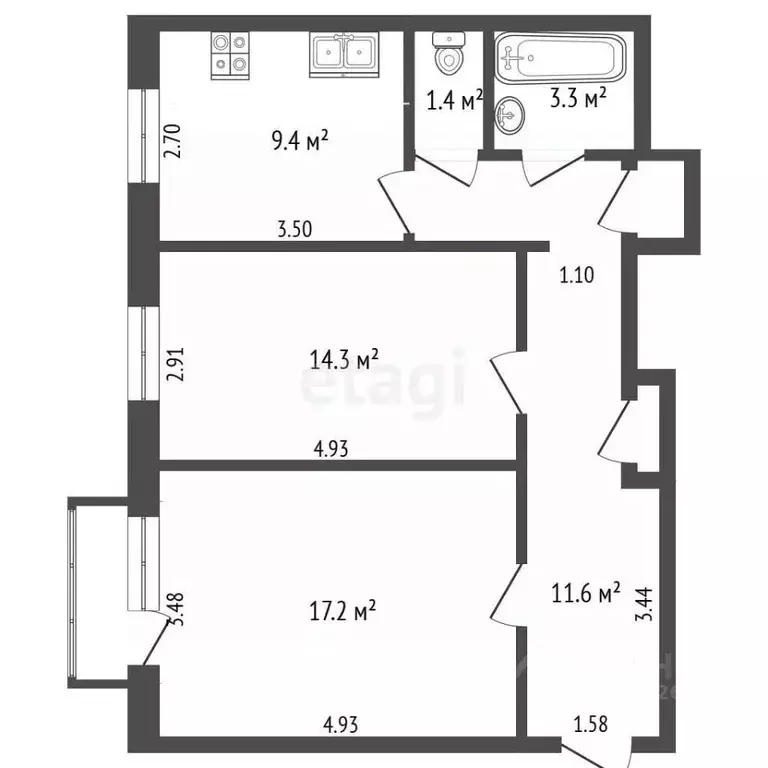 2-к кв. Московская область, Дубна ул. Макаренко, 35 (58.7 м) - Фото 2