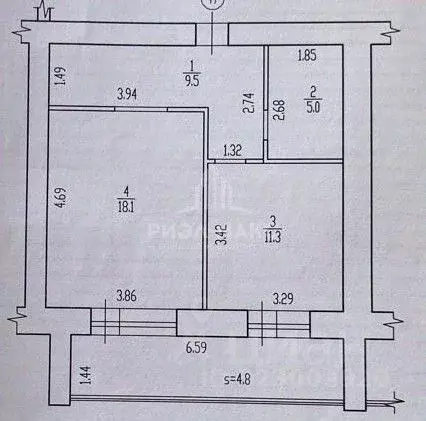 1-к кв. Брянская область, Брянск ул. Тютчева, 1 (48.6 м) - Фото 2