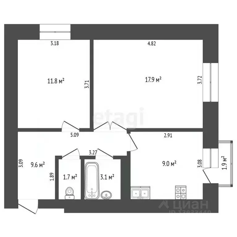 2-к кв. Тюменская область, Тюмень ул. Московский Тракт, 85к1 (53.1 м) - Фото 1