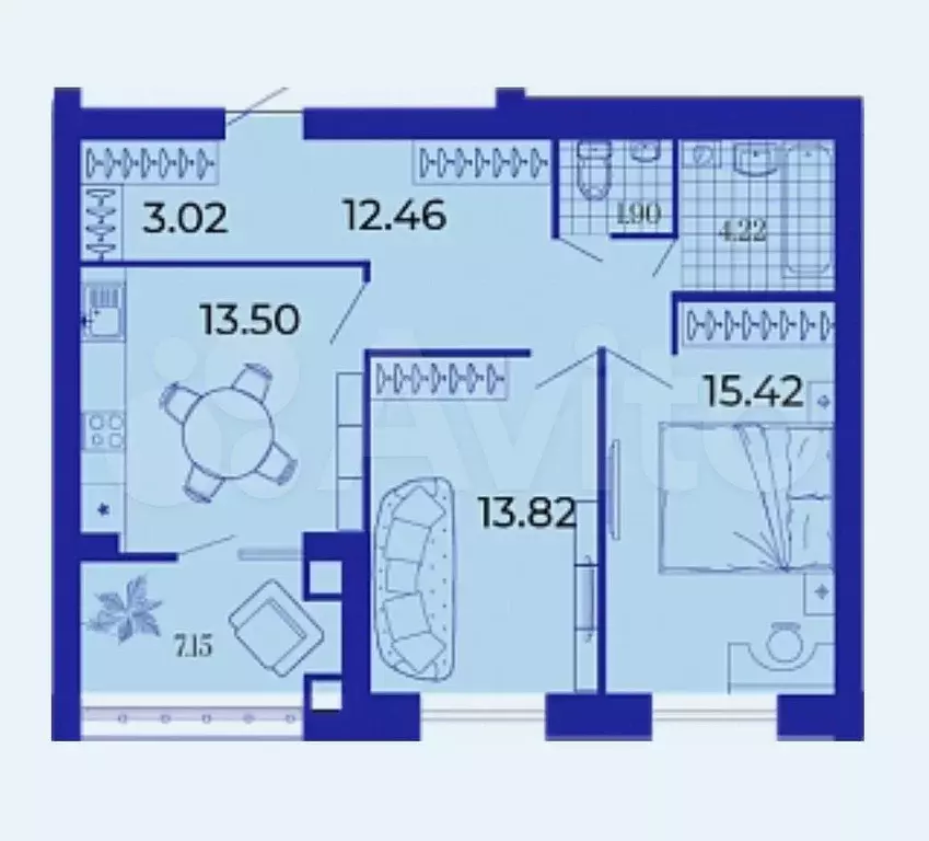 2-к. квартира, 71,5 м, 1/9 эт. - Фото 1