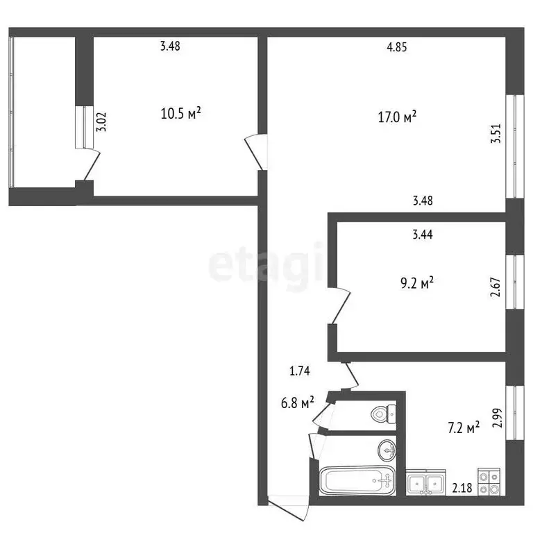 3-комнатная квартира: Ижевск, улица Холмогорова, 16 (54.4 м) - Фото 1