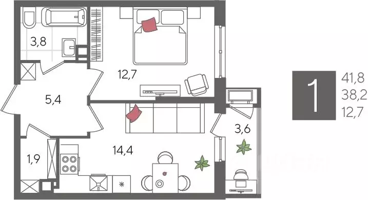 1-к кв. Краснодарский край, Краснодар Черемушки мкр, Рекорд жилой ... - Фото 1