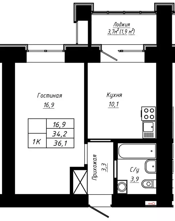 1-комнатная квартира: Барнаул, Индустриальный район, Сулима (36.1 м) - Фото 0