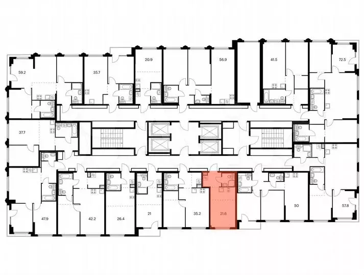 Квартира-студия, 21,6м, 15/32эт. - Фото 0