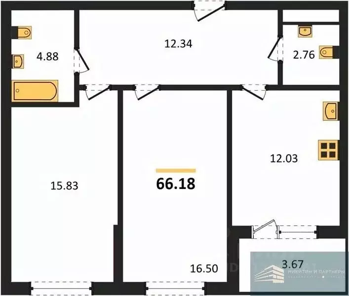 2-к кв. Воронежская область, Воронеж ул. Ломоносова, 116/2 (66.2 м) - Фото 0