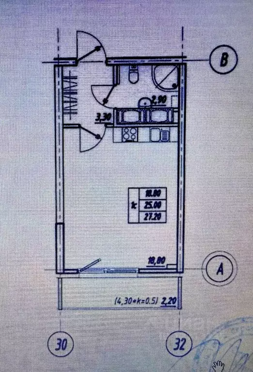 Студия Санкт-Петербург пос. Шушары, просп. Новгородский, 2к1 (25.3 м) - Фото 2