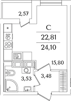 Продаётся квартира-студия, 24.1 м - Фото 1
