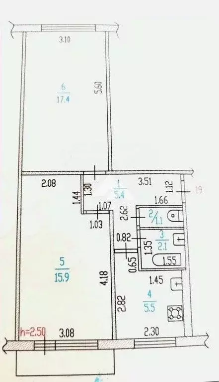 2-к кв. Алтайский край, Барнаул ул. Островского, 48 (47.3 м) - Фото 2