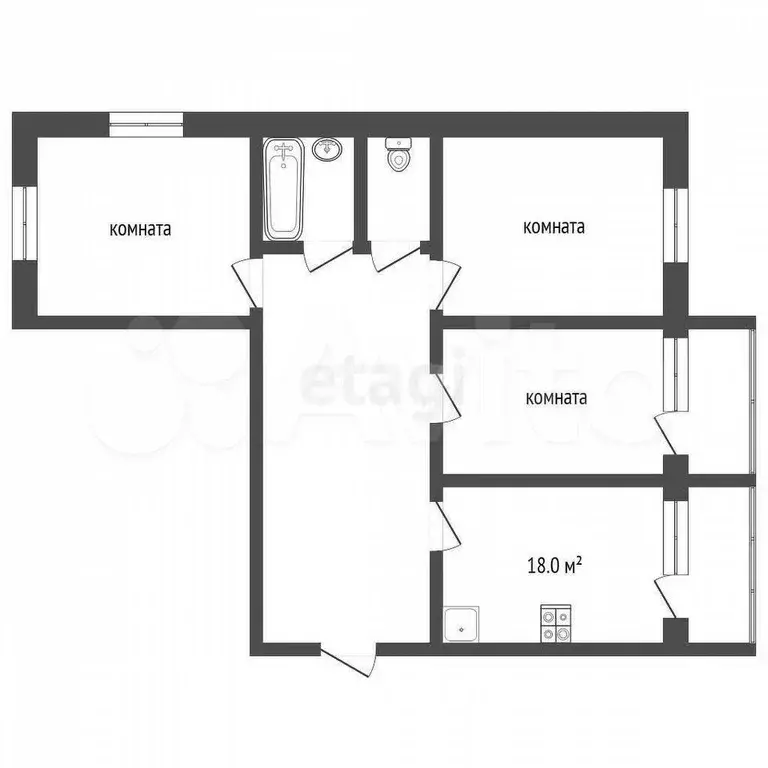 3-к. квартира, 84,4 м, 2/5 эт. - Фото 0