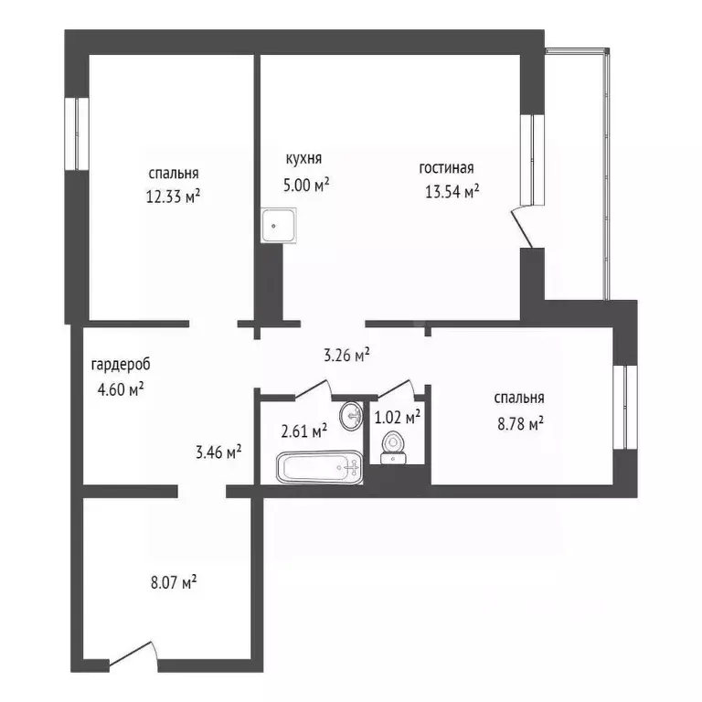 3-к кв. Красноярский край, Красноярск ул. Светлова, 42 (64.7 м) - Фото 2