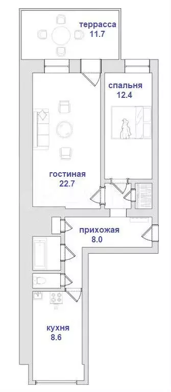 2-к. квартира, 58,2 м, 5/6 эт. - Фото 0