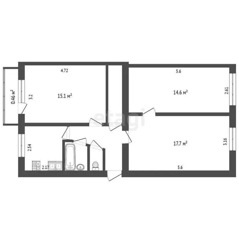 Квартира, 3 комнаты, 64 м - Фото 0