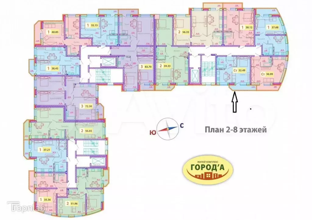 Квартира-студия, 32,5 м, 7/8 эт. - Фото 0