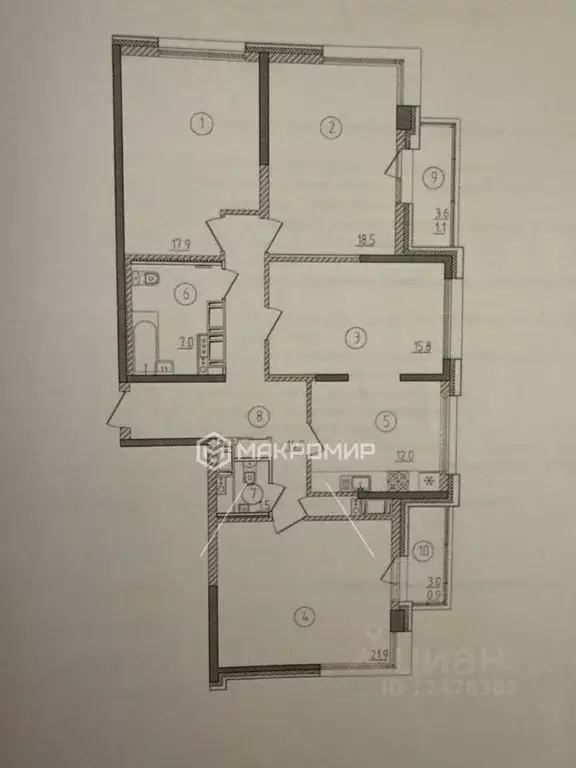 4-к кв. Санкт-Петербург Краснопутиловская ул., 113К1 (110.1 м) - Фото 2