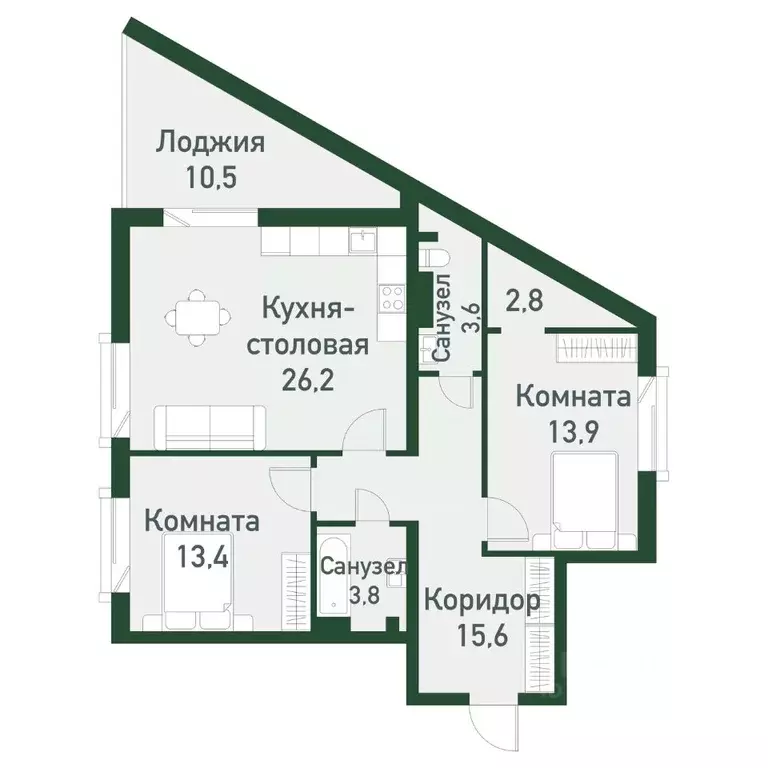 2-к кв. Челябинская область, Челябинский городской округ, пос. ... - Фото 1