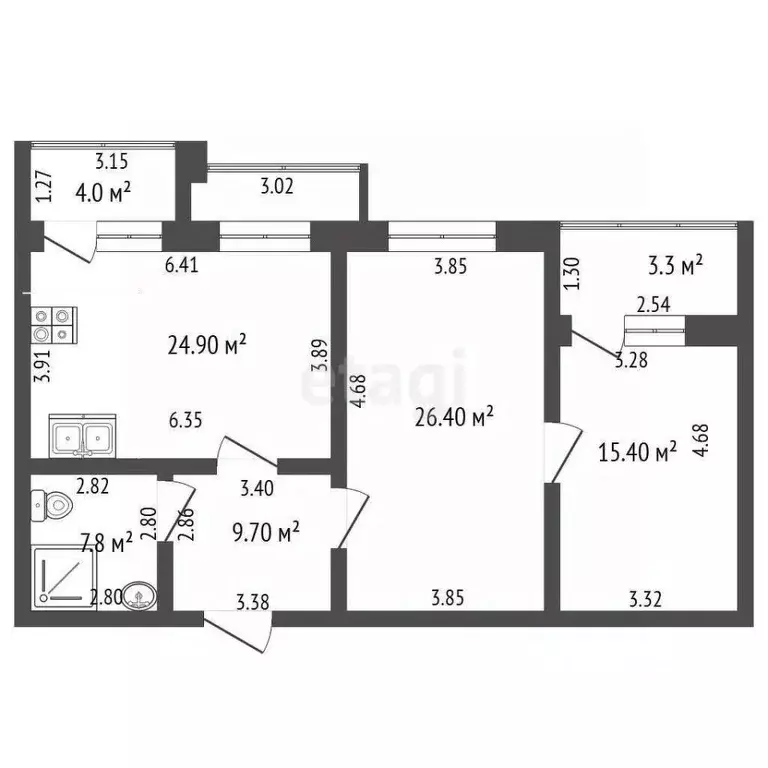 2-к кв. Чувашия, Чебоксары ул. Пирогова, 4 (84.1 м) - Фото 1