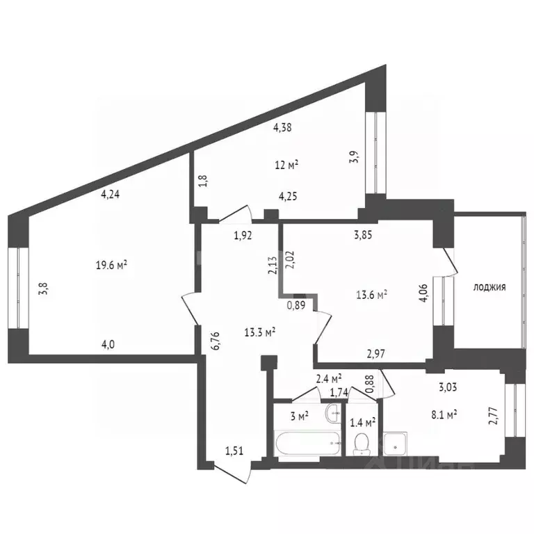 3-к кв. Красноярский край, Красноярск Караульная ул., 38 (73.9 м) - Фото 2