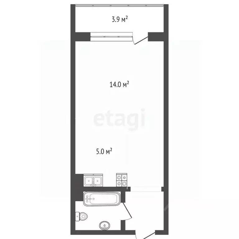 Студия Ханты-Мансийский АО, Сургут ул. Крылова, 26 (23.9 м) - Фото 1