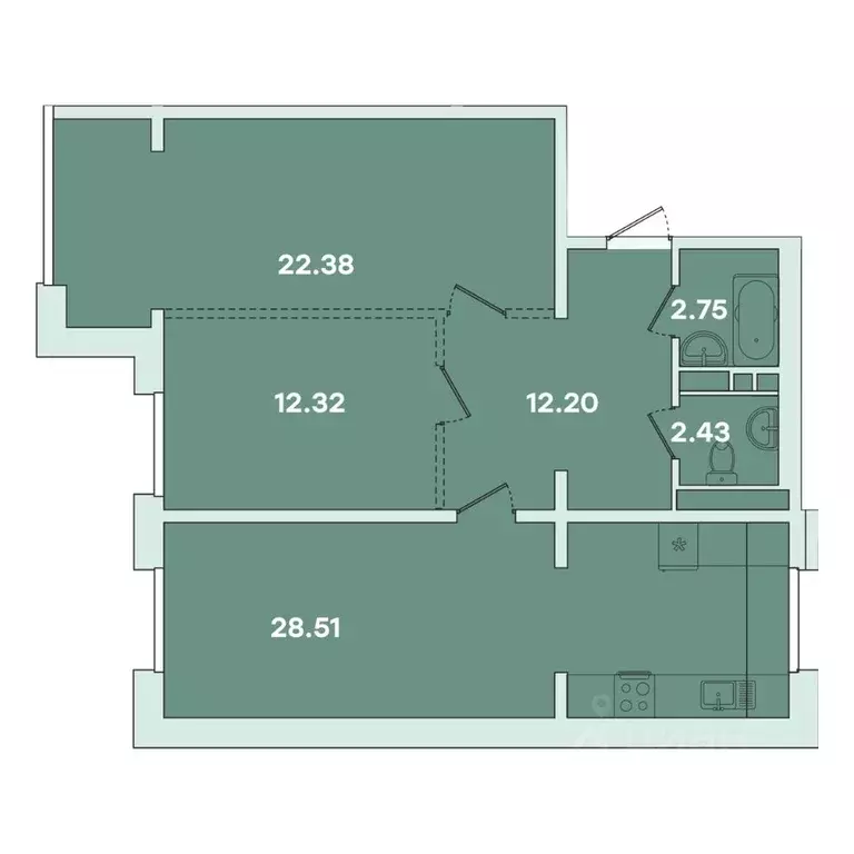 2-к кв. Иркутская область, Иркутск ул. Петрова, 16 (80.59 м) - Фото 1