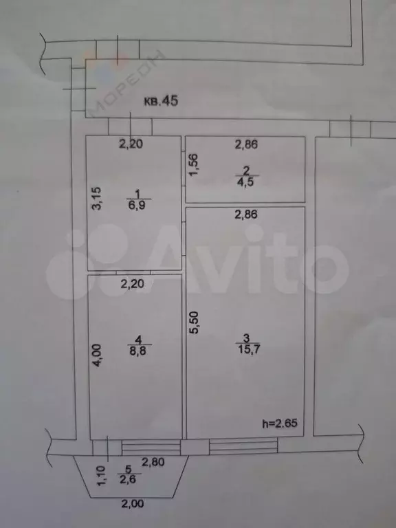 1-к. квартира, 35,9 м, 5/5 эт. - Фото 0