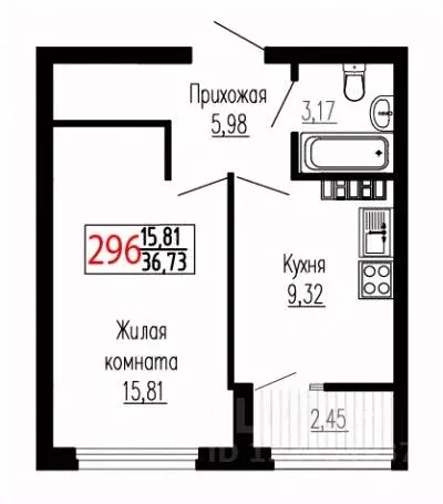 1-к кв. Свердловская область, Екатеринбург ул. Лыжников, 3 (36.7 м) - Фото 0