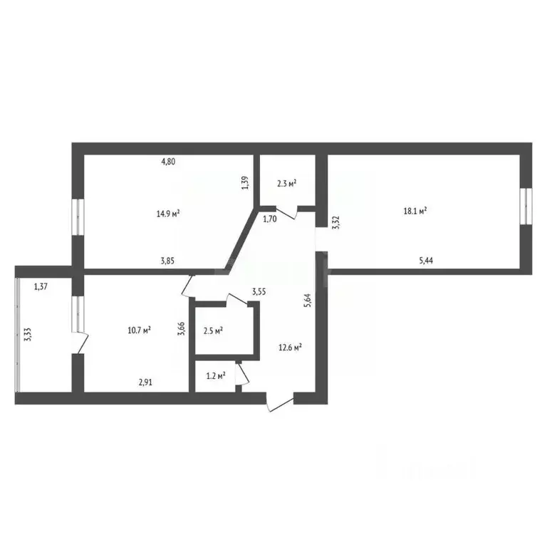 2-к кв. Амурская область, Благовещенск Студенческая ул., 21 (62.3 м) - Фото 1