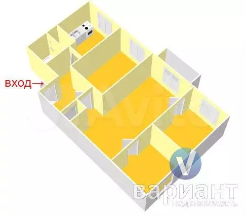 3-к. квартира, 62 м, 5/5 эт. - Фото 0