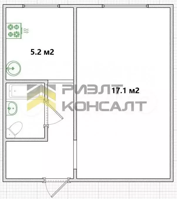 1-к. квартира, 30 м, 9/9 эт. - Фото 0