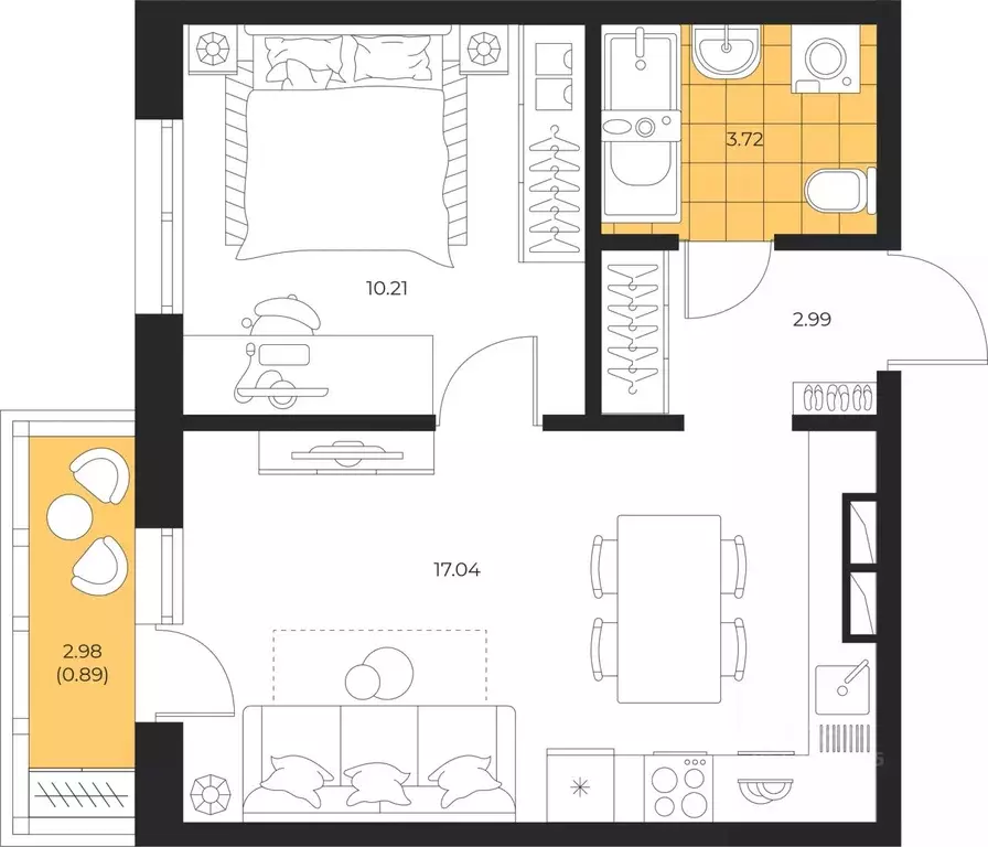 1-к кв. Сахалинская область, Южно-Сахалинск  (34.85 м) - Фото 1