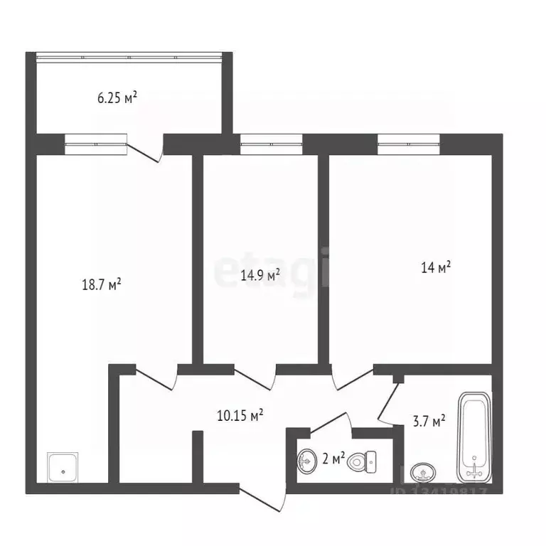 2-к кв. Брянская область, Брянск Ново-Советская ул., 130Г (62.1 м) - Фото 1