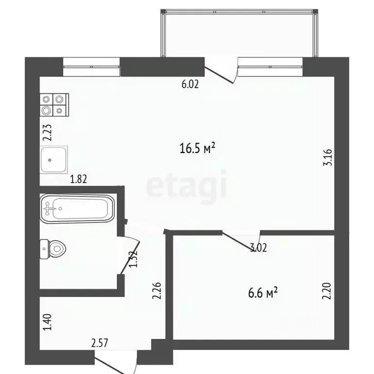 1-к кв. Тюменская область, Тюмень ул. Коммунаров, 5 (31.6 м) - Фото 2