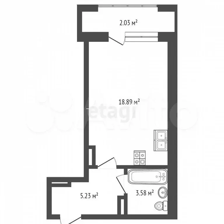Квартира-студия, 29,7 м, 5/10 эт. - Фото 0