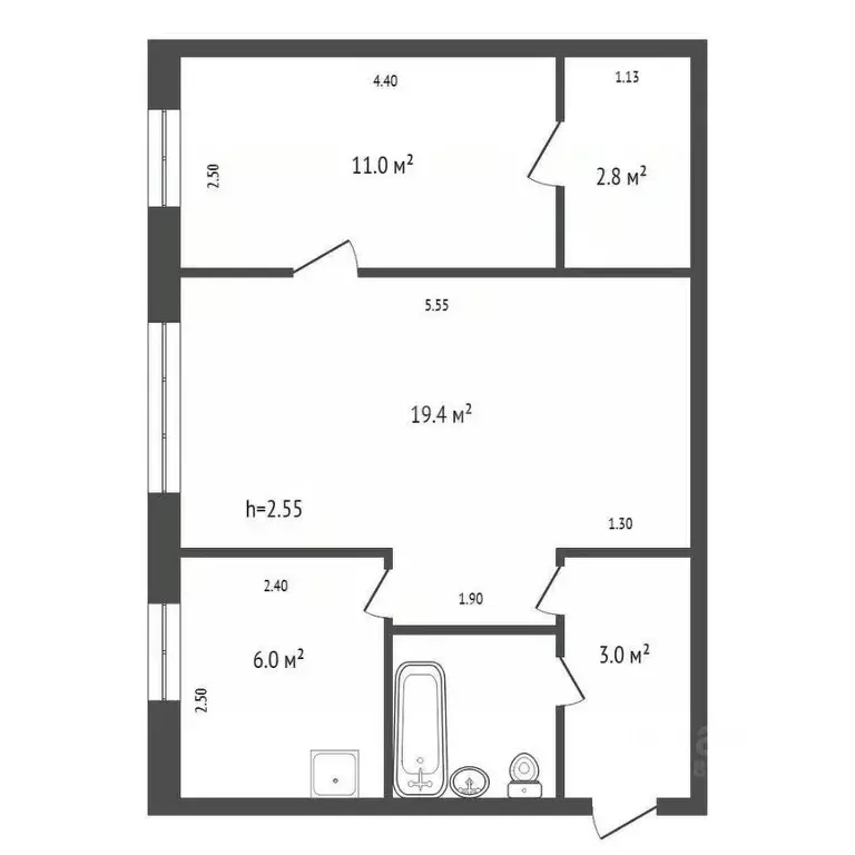 2-к кв. Красноярский край, Красноярск Западная ул., 14 (45.2 м) - Фото 2
