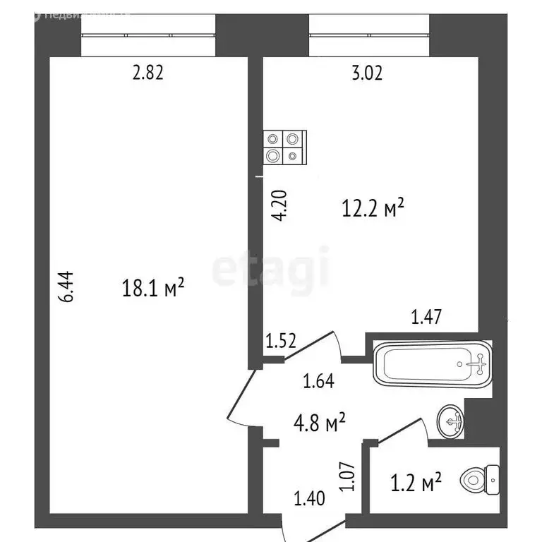 2-комнатная квартира: Ишим, Цветочная улица, 7Б (36.3 м) - Фото 0
