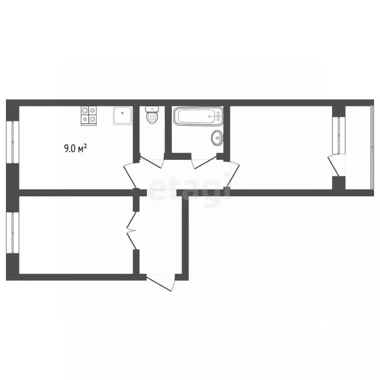 2-к кв. Ямало-Ненецкий АО, Муравленко ул. Муравленко, 38 (49.3 м) - Фото 2