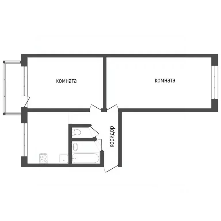 2-к кв. Ханты-Мансийский АО, Сургут ул. Пушкина, 1 (43.9 м) - Фото 1