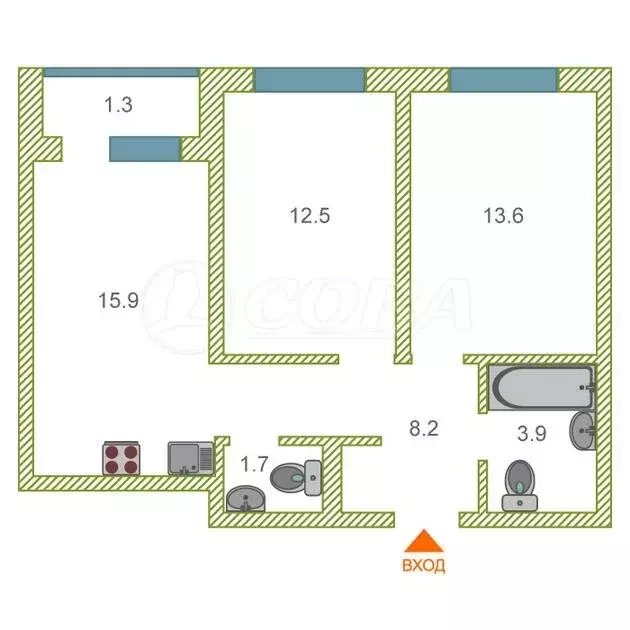 2-комнатная квартира: Тюмень, Полевая улица, 117к4 (62 м) - Фото 0