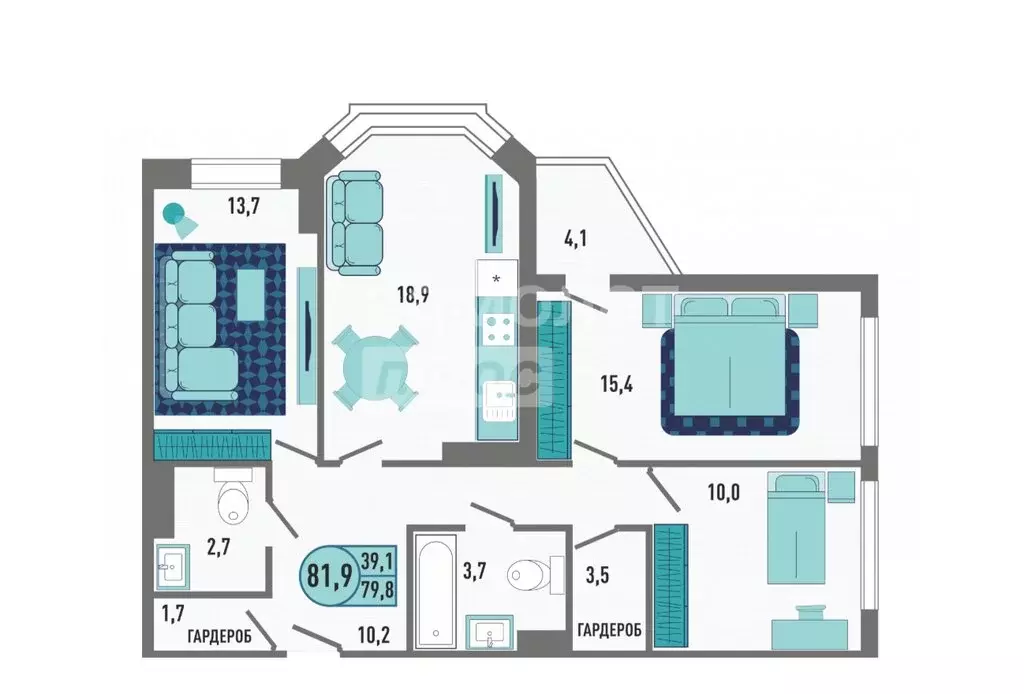 3-комнатная квартира: Липецк, Минская улица, 4Ак1 (81.9 м) - Фото 1