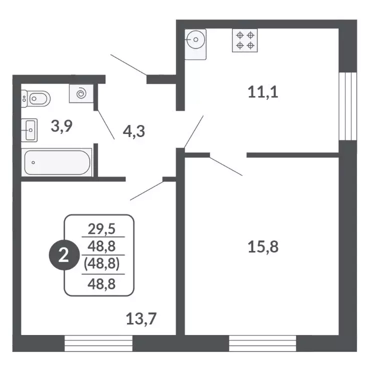 2-комнатная квартира: Киров, Нововятский район, ул. МОПРа / ул. ... - Фото 1