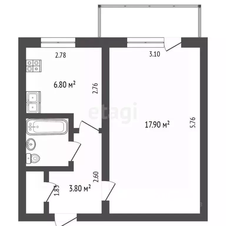 1-к кв. Псковская область, Порхов ул. Пушкина, 1 (33.0 м) - Фото 1