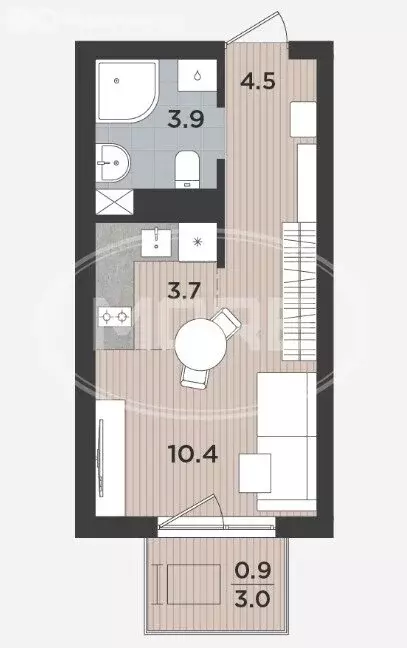 Квартира-студия: Калининград, Тихорецкая улица, 16Ак3 (24.2 м) - Фото 1